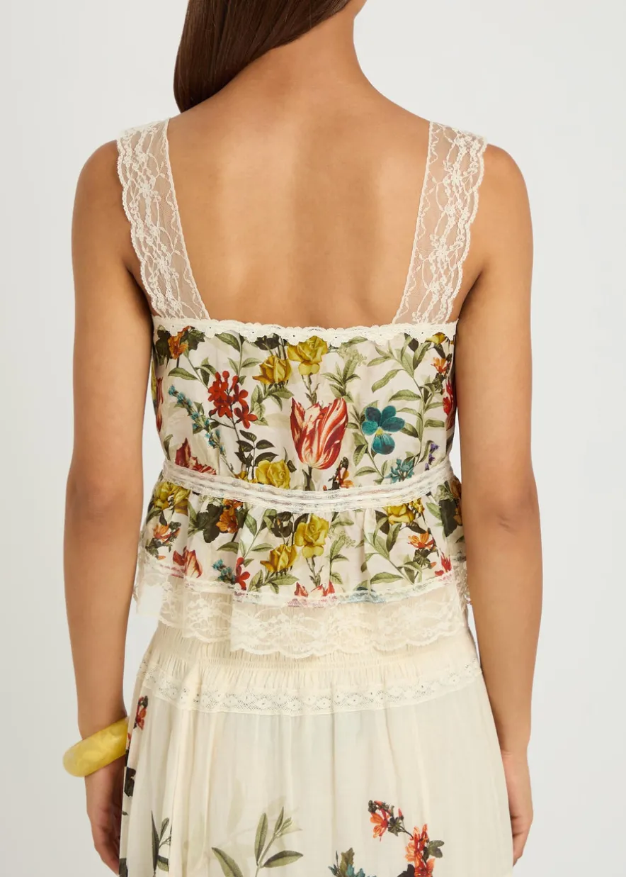 Annabeth floral-print cotton-blend top