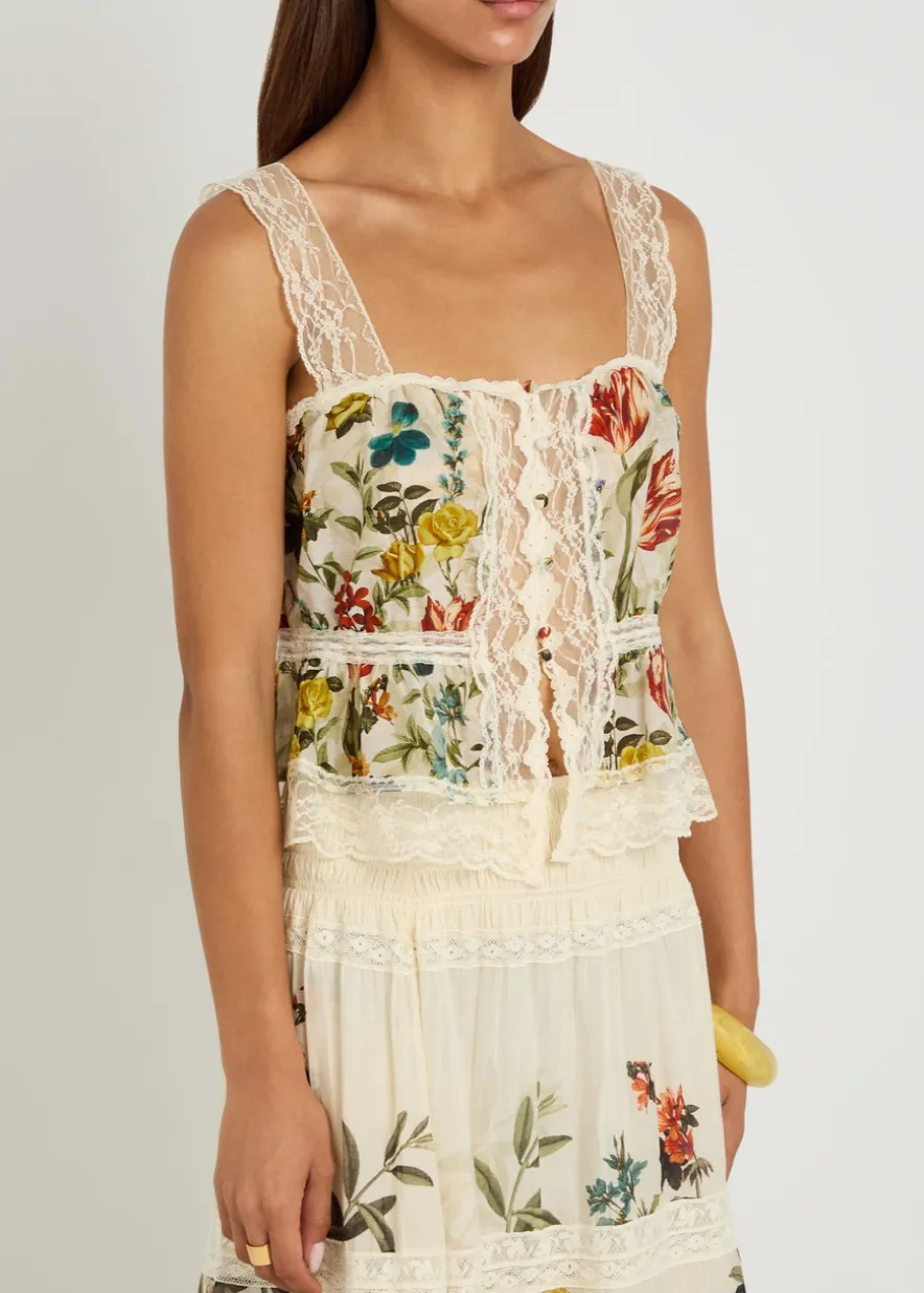 Annabeth floral-print cotton-blend top