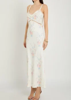 Annabeth floral satin maxi slip dress