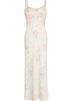 Annabeth floral satin maxi slip dress