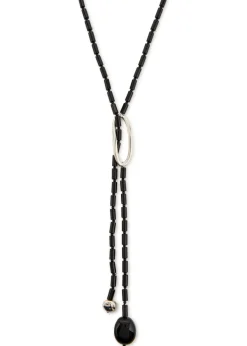 Annaya Lariat sterling silver beaded necklace