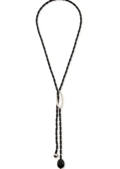 Annaya Lariat sterling silver beaded necklace