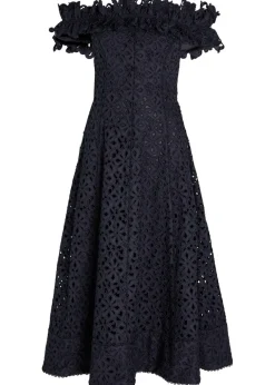 Antalya embroidered off-the-shoulder cotton midi dress