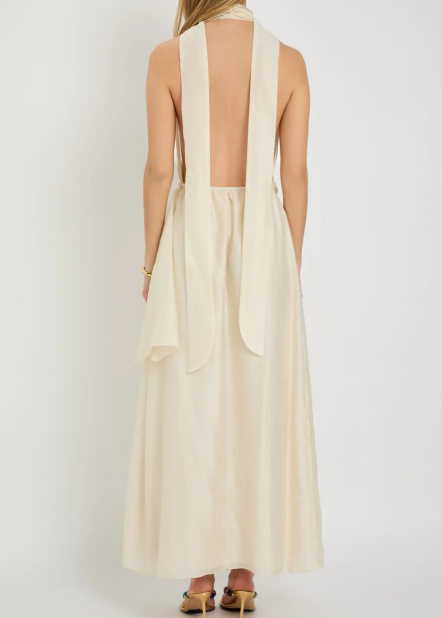 Antonella embroidered draped maxi dress