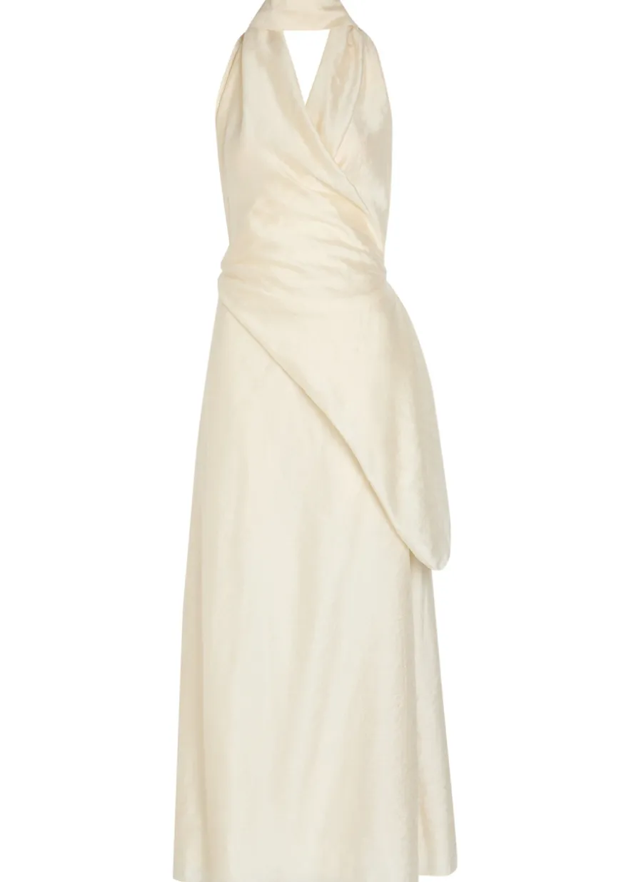 Antonella embroidered draped maxi dress