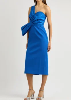Antonella one-shoulder bow-embellished midi dress