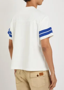 Appliquéd cotton football T-shirt