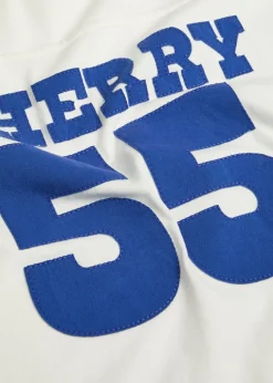 Appliquéd cotton football T-shirt