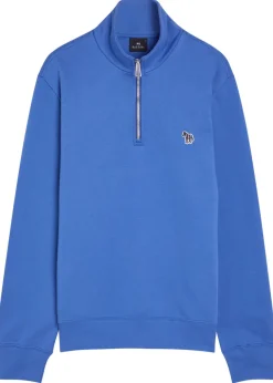 Appliquéd half-zip cotton sweatshirt