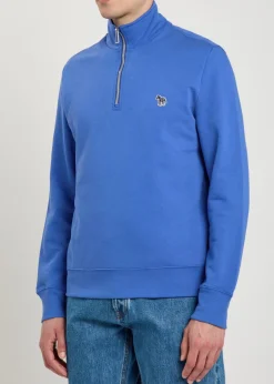 Appliquéd half-zip cotton sweatshirt