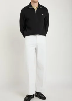 Appliquéd half-zip cotton sweatshirt