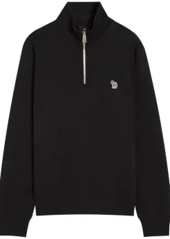 Appliquéd half-zip cotton sweatshirt
