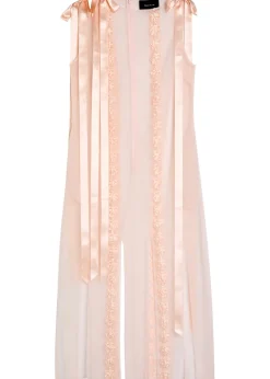 Appliquéd sheer tulle midi dress