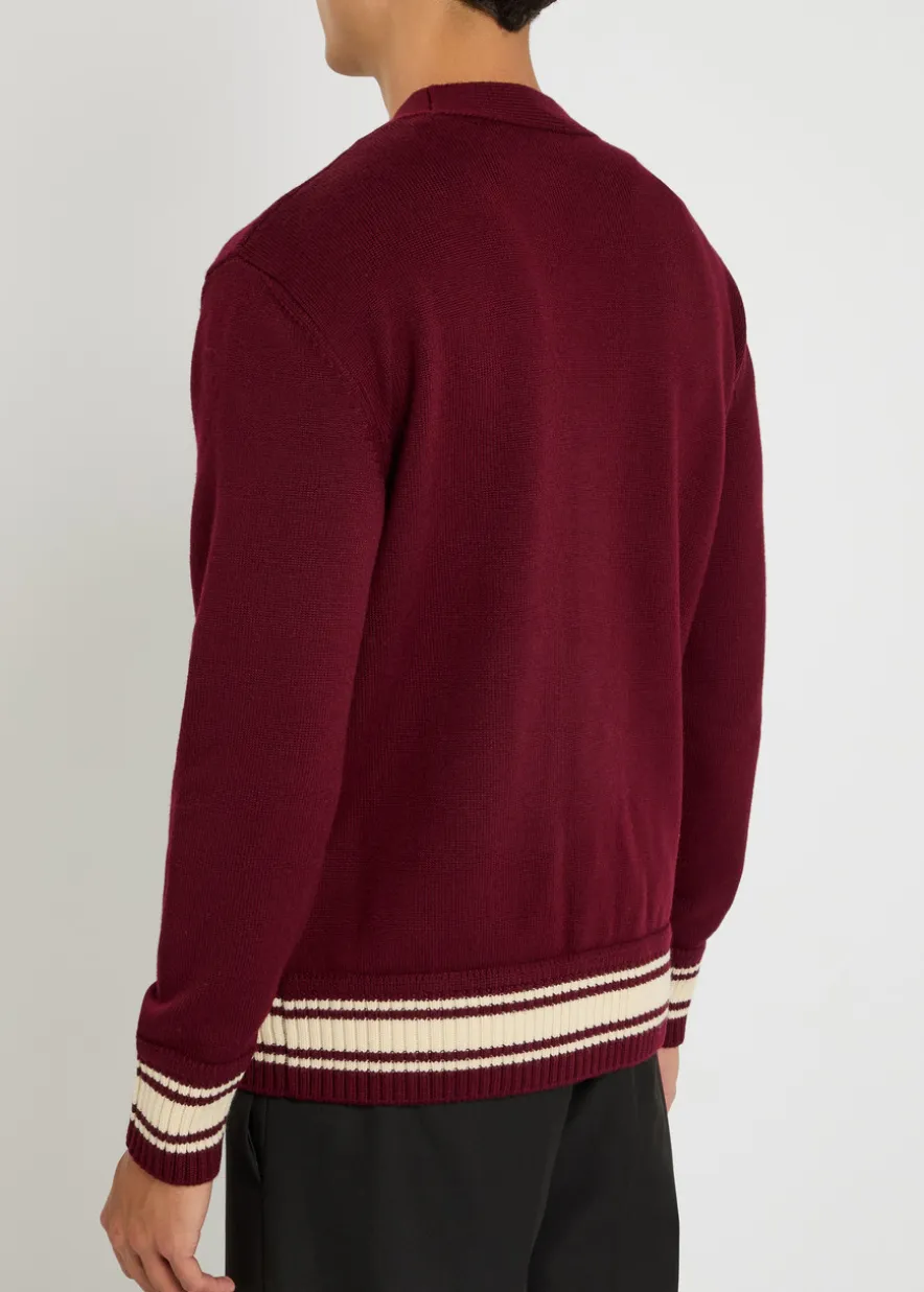 Appliquéd wool cardigan