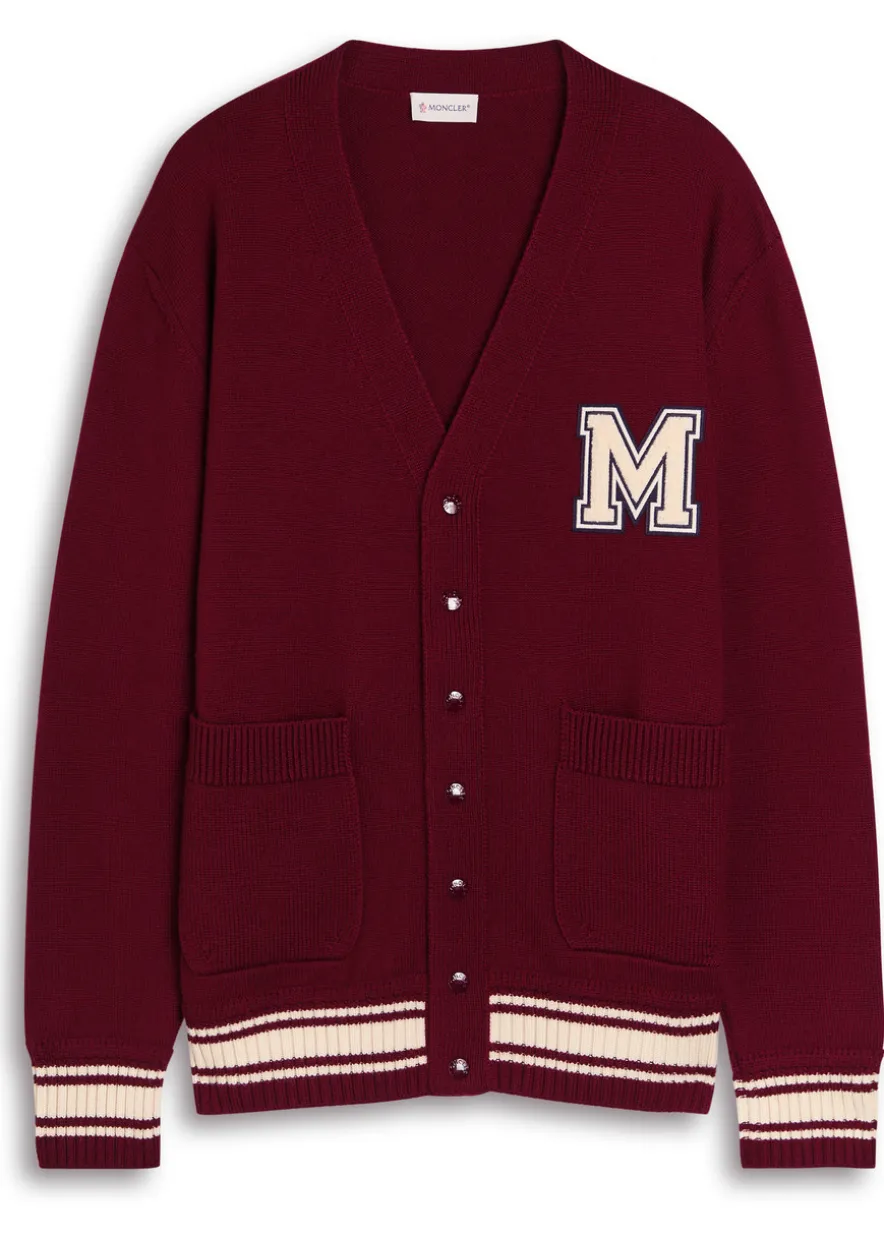 Appliquéd wool cardigan