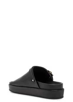 Arachova leather flatform sliders