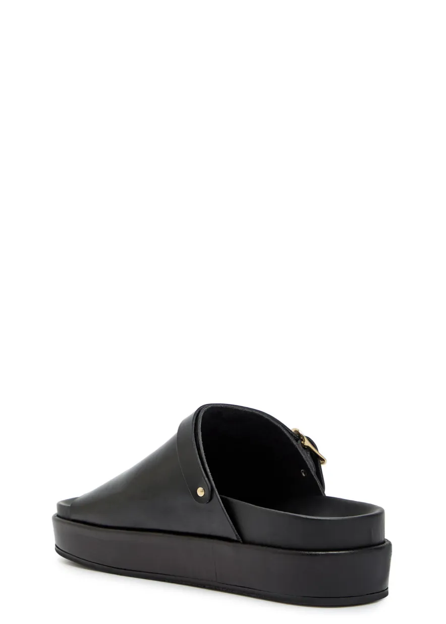 Arachova leather flatform sliders