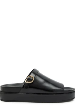 Arachova leather flatform sliders