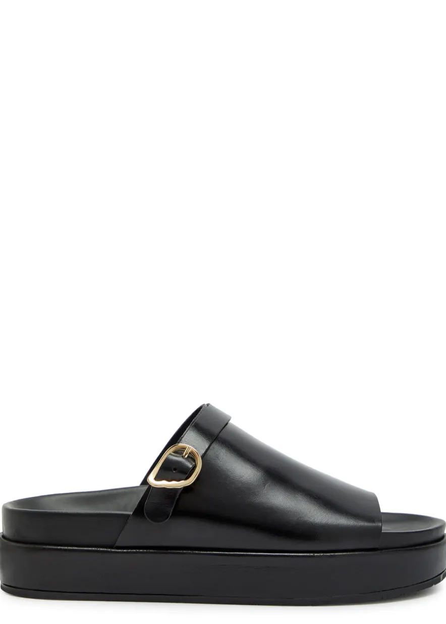 Arachova leather flatform sliders