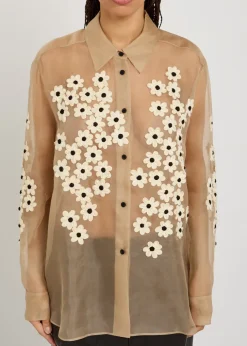 Argo floral-appliquéd silk-chiffon shirt