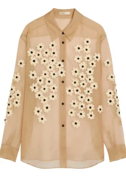 Argo floral-appliquéd silk-chiffon shirt