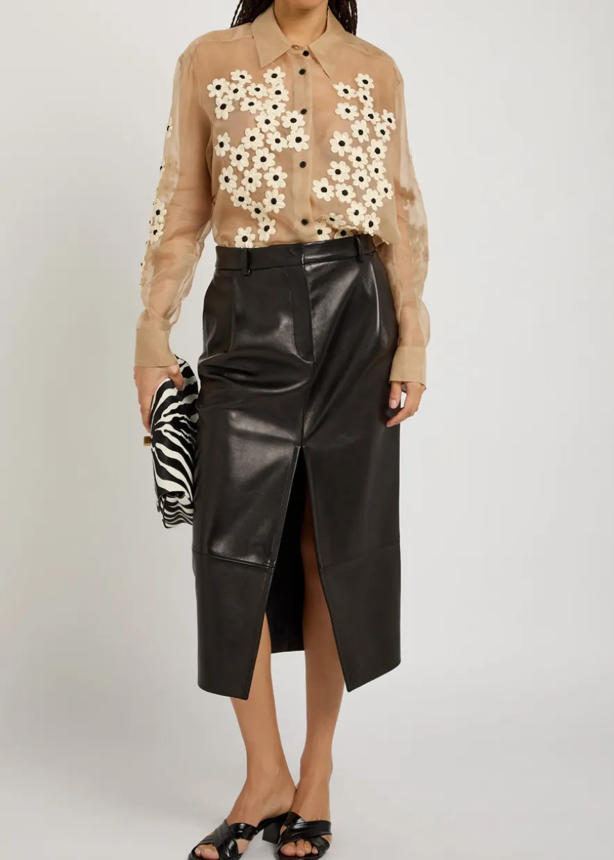 Argo floral-appliquéd silk-chiffon shirt
