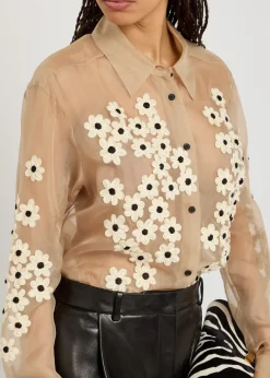 Argo floral-appliquéd silk-chiffon shirt