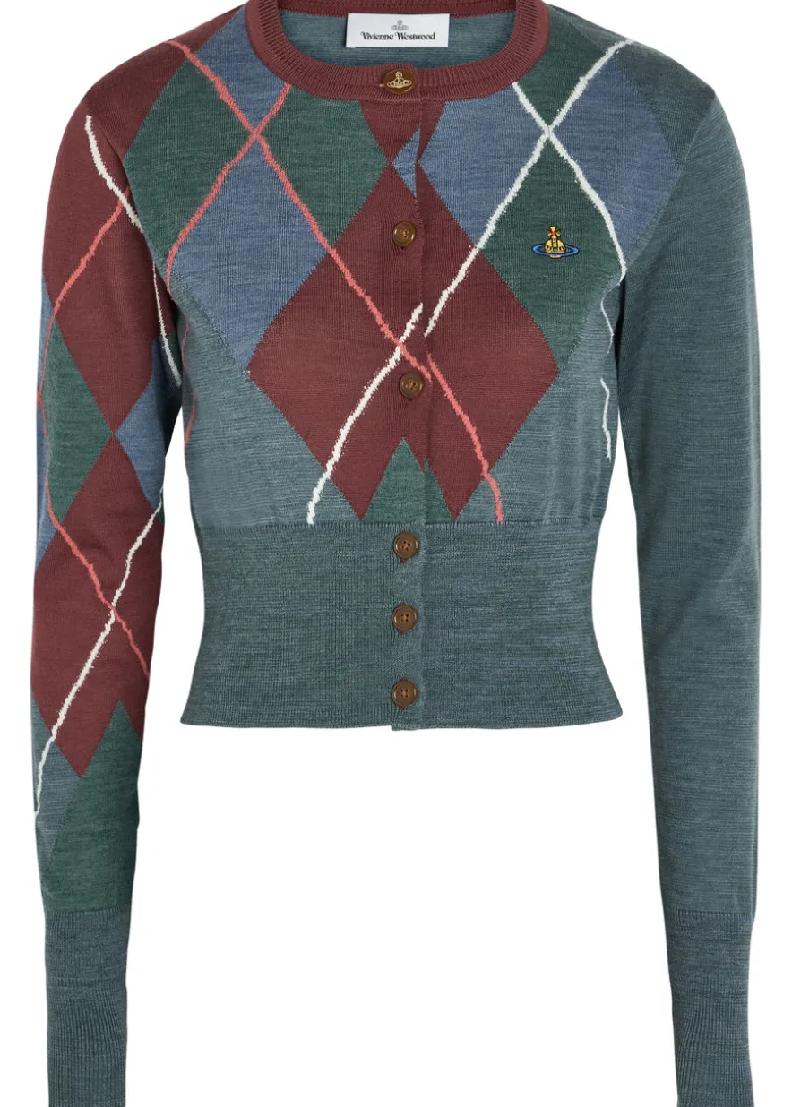 Argyle wool-blend cardigan