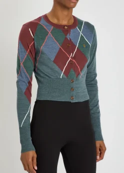 Argyle wool-blend cardigan