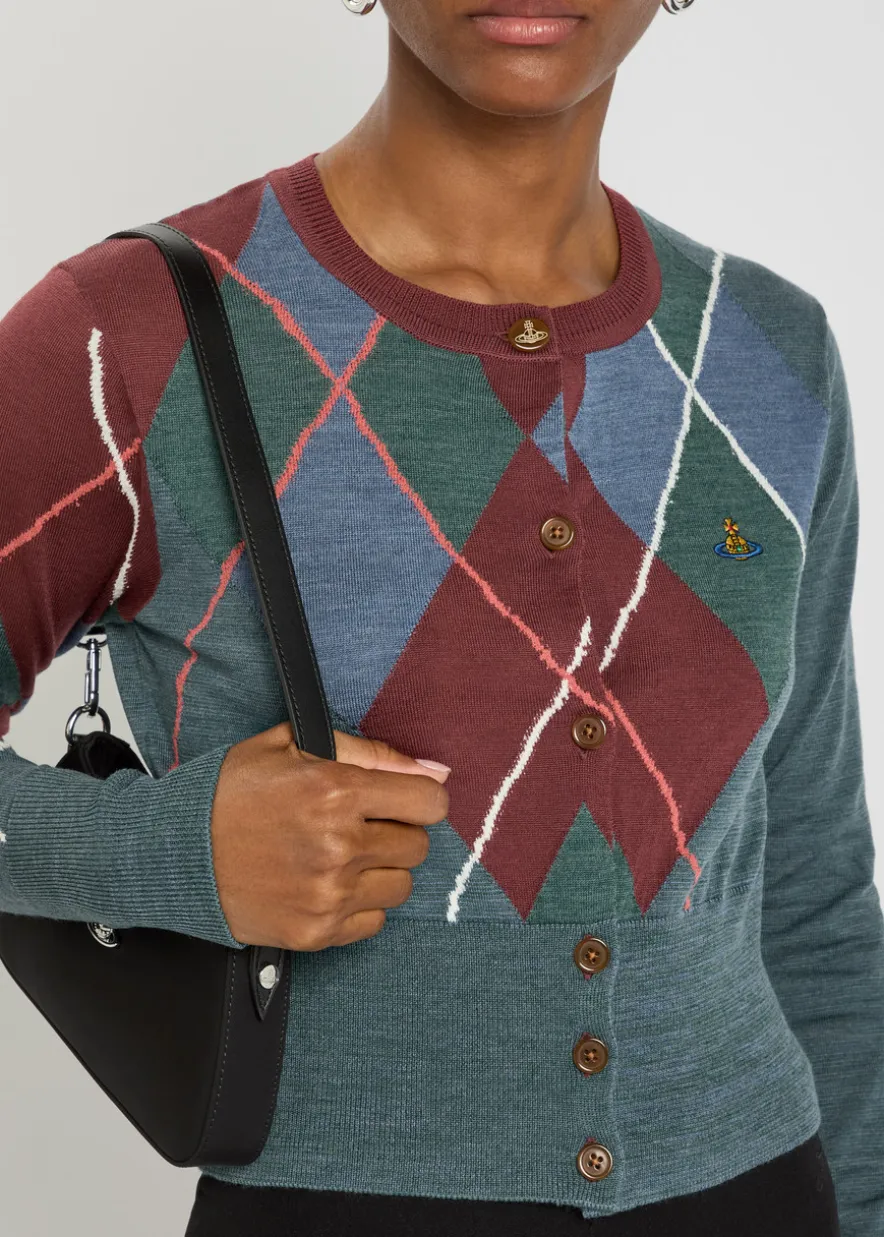 Argyle wool-blend cardigan