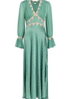 Arlena floral-jacquard georgette and satin midi dress