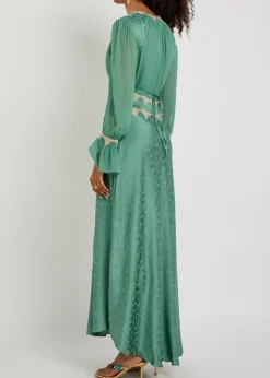 Arlena floral-jacquard georgette and satin midi dress
