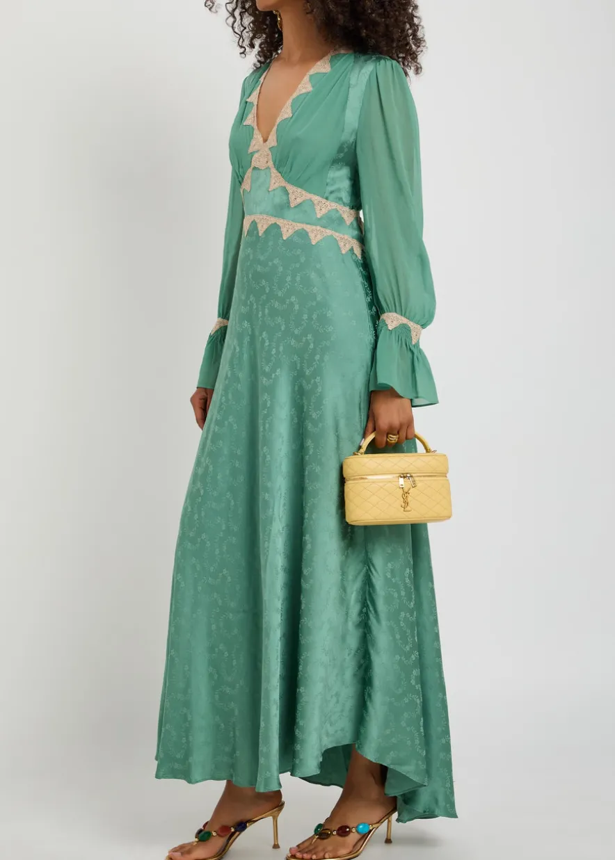 Arlena floral-jacquard georgette and satin midi dress