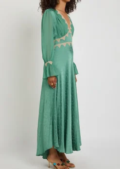 Arlena floral-jacquard georgette and satin midi dress