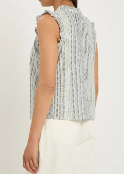 Arlene embroidered linen-blend top
