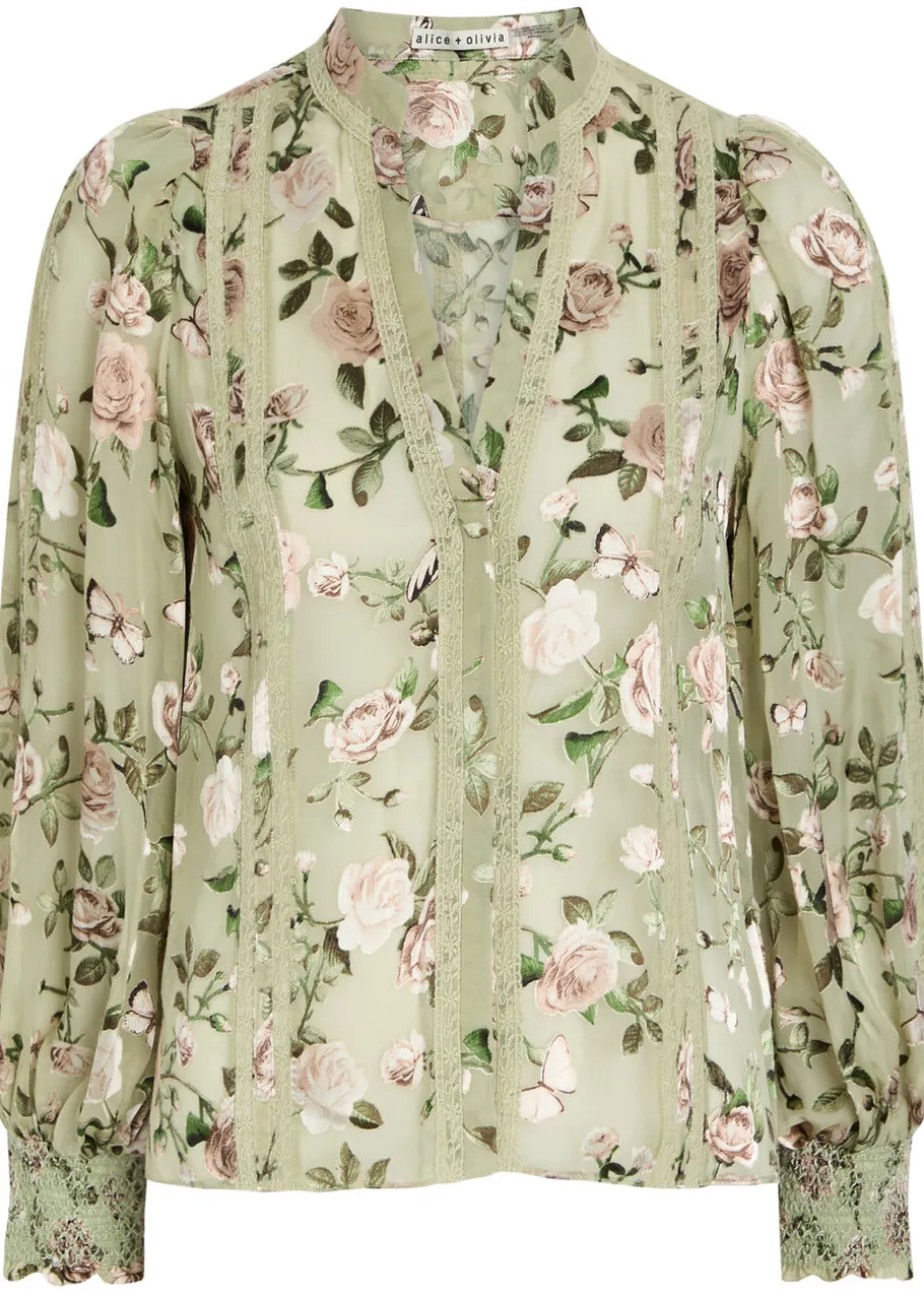 Arlette floral-devoré chiffon blouse