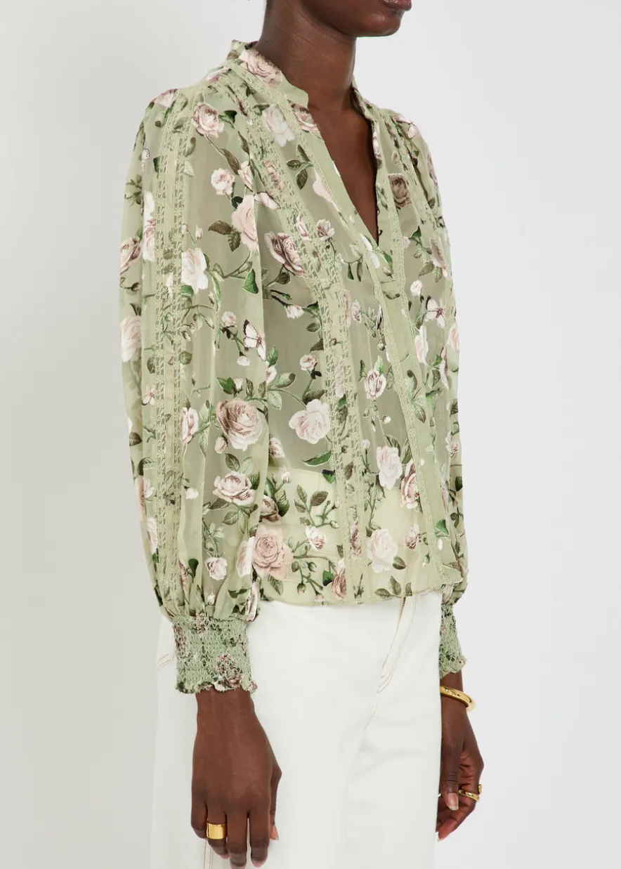 Arlette floral-devoré chiffon blouse