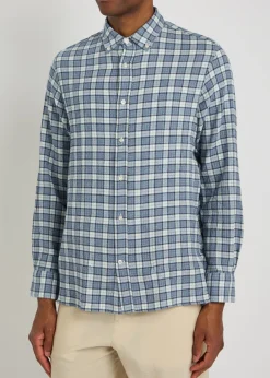 Arsene checked waffle stretch-cotton shirt