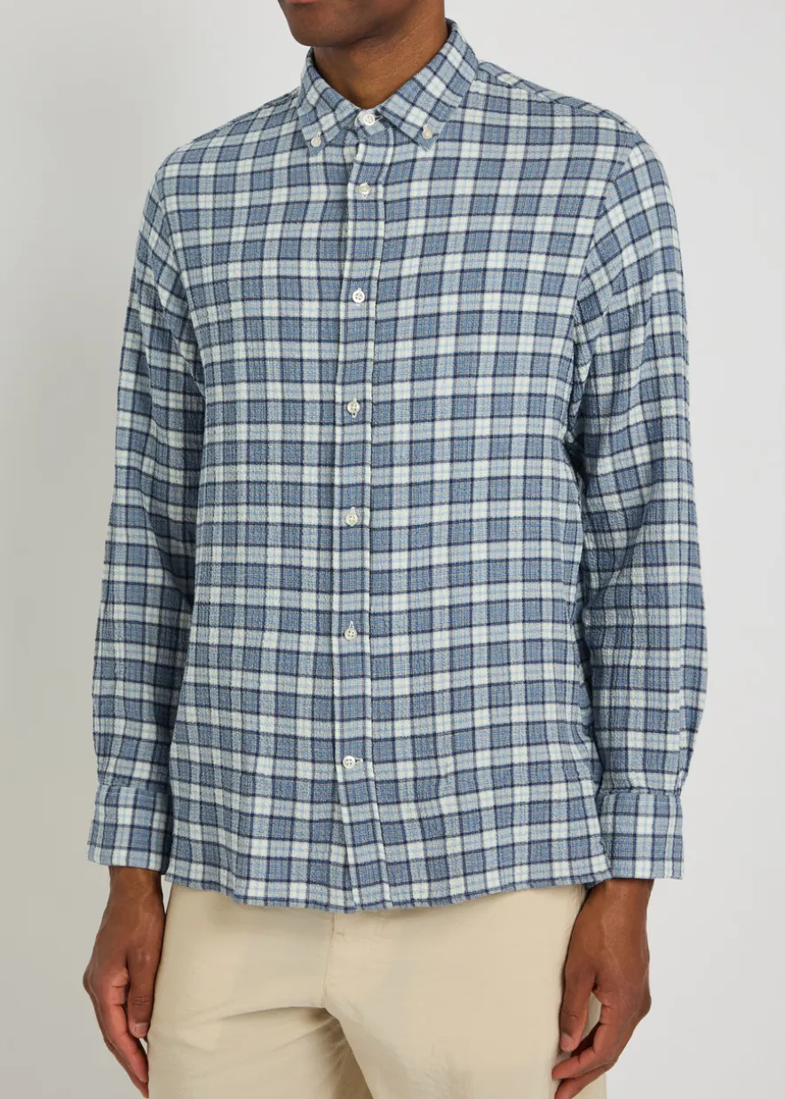 Arsene checked waffle stretch-cotton shirt