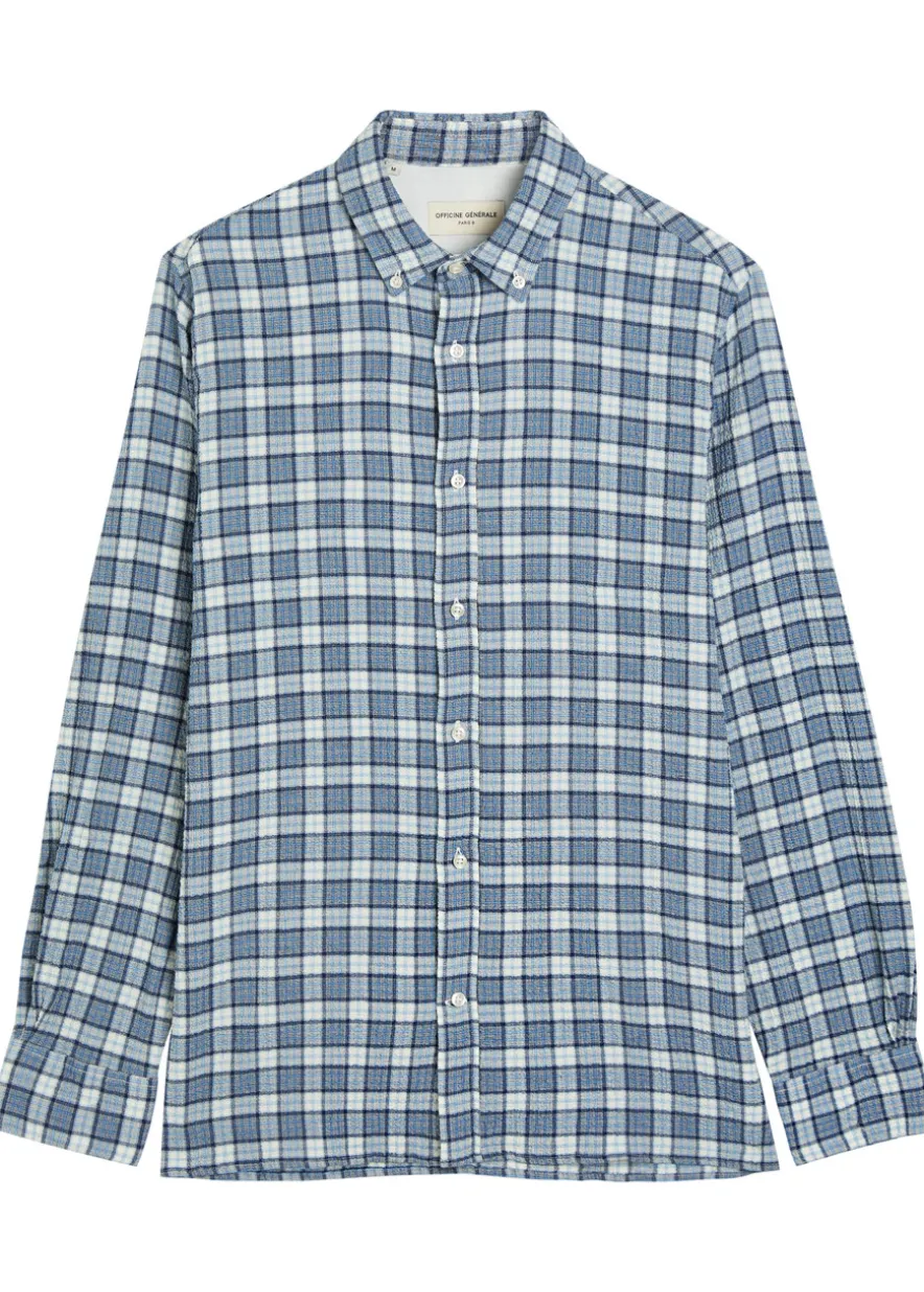 Arsene checked waffle stretch-cotton shirt