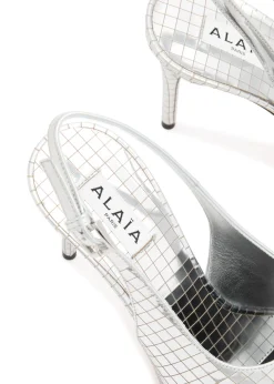 Art Deco 90 metallic leather slingback pumps
