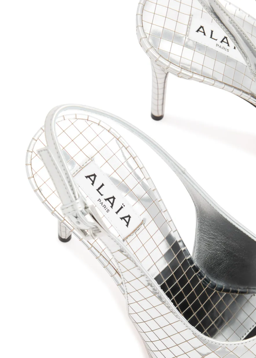 Art Deco 90 metallic leather slingback pumps