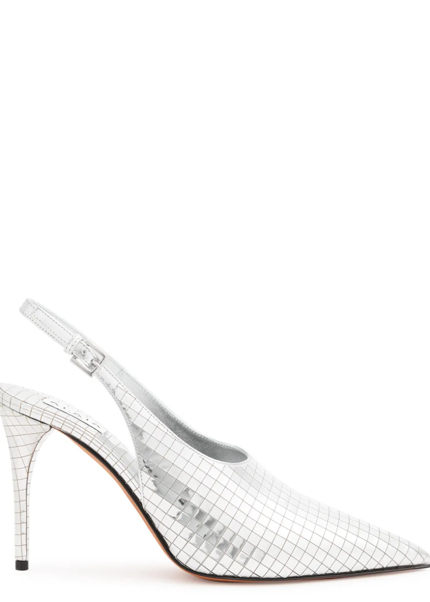 Art Deco 90 metallic leather slingback pumps