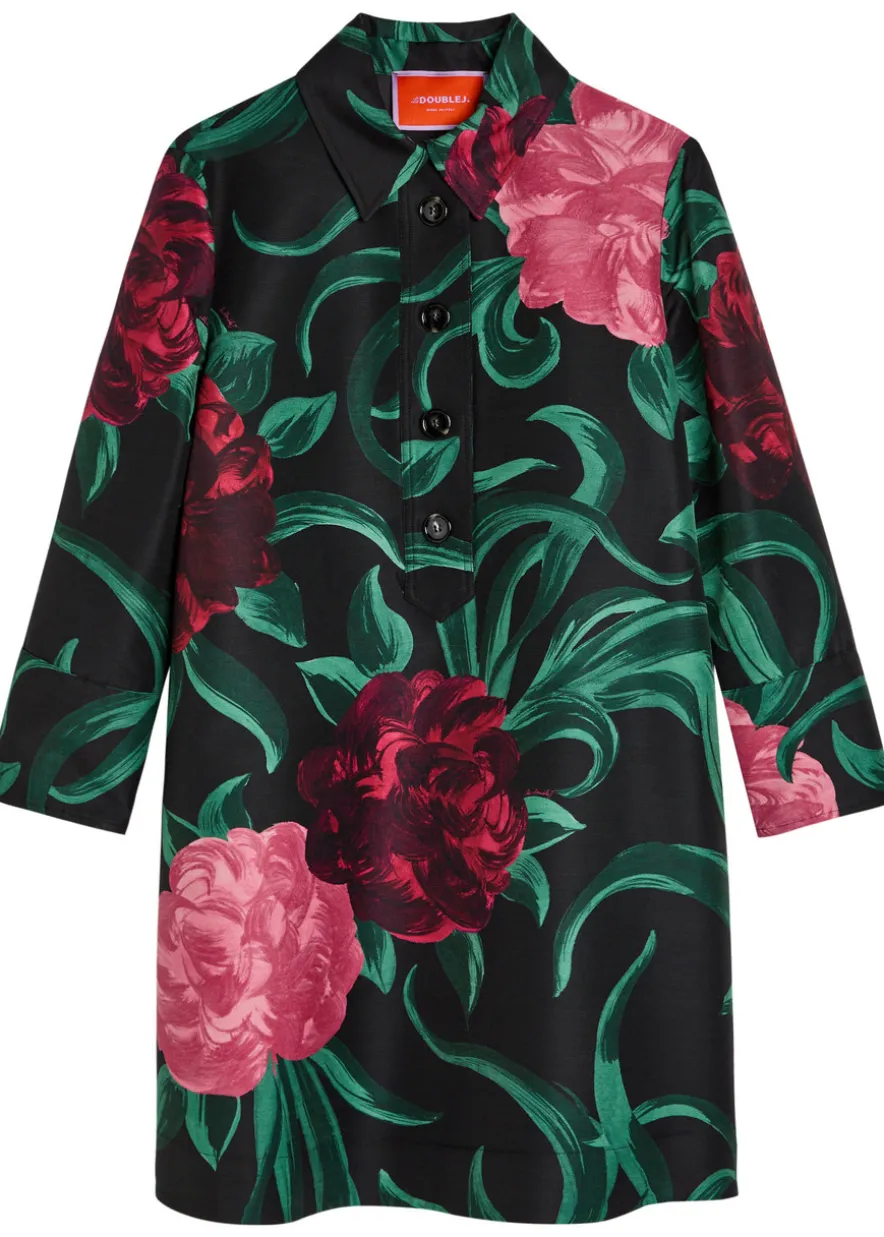 Artemis floral wool-blend mini shirt dress