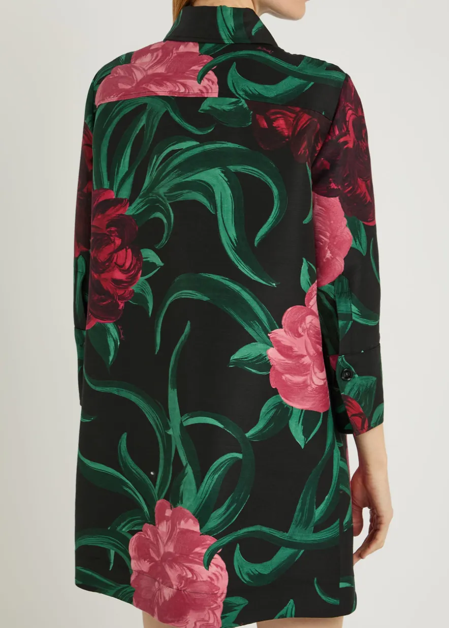 Artemis floral wool-blend mini shirt dress