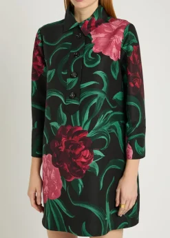 Artemis floral wool-blend mini shirt dress