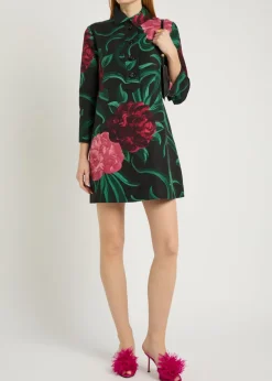 Artemis floral wool-blend mini shirt dress