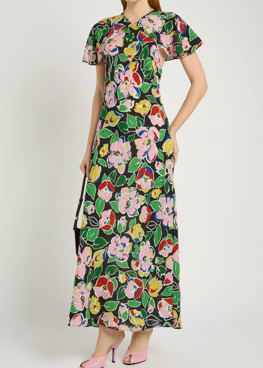 Aryella floral silk midi dress