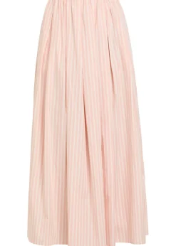 Astrid striped cotton-poplin midi skirt