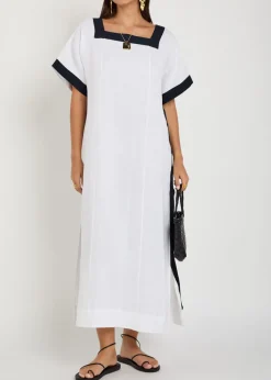 Astypalea linen midi kaftan dress